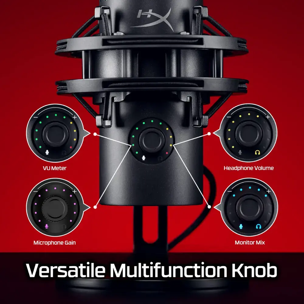 Zoom in on Versatile Multifunction Knob: X + VU Meter + Headphone Volume + Microphone Gain + Monitor Mix
