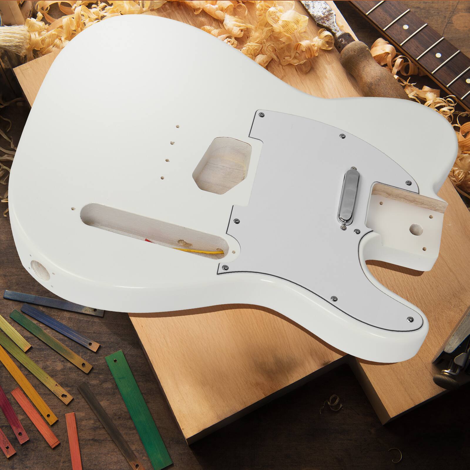 Alt View 1. Winado - DIY Guitar Kit with Solid Body, Tech Fingerboard and Maple Neck, 6 String DIY Electric Guitar Kit with Classic Design.