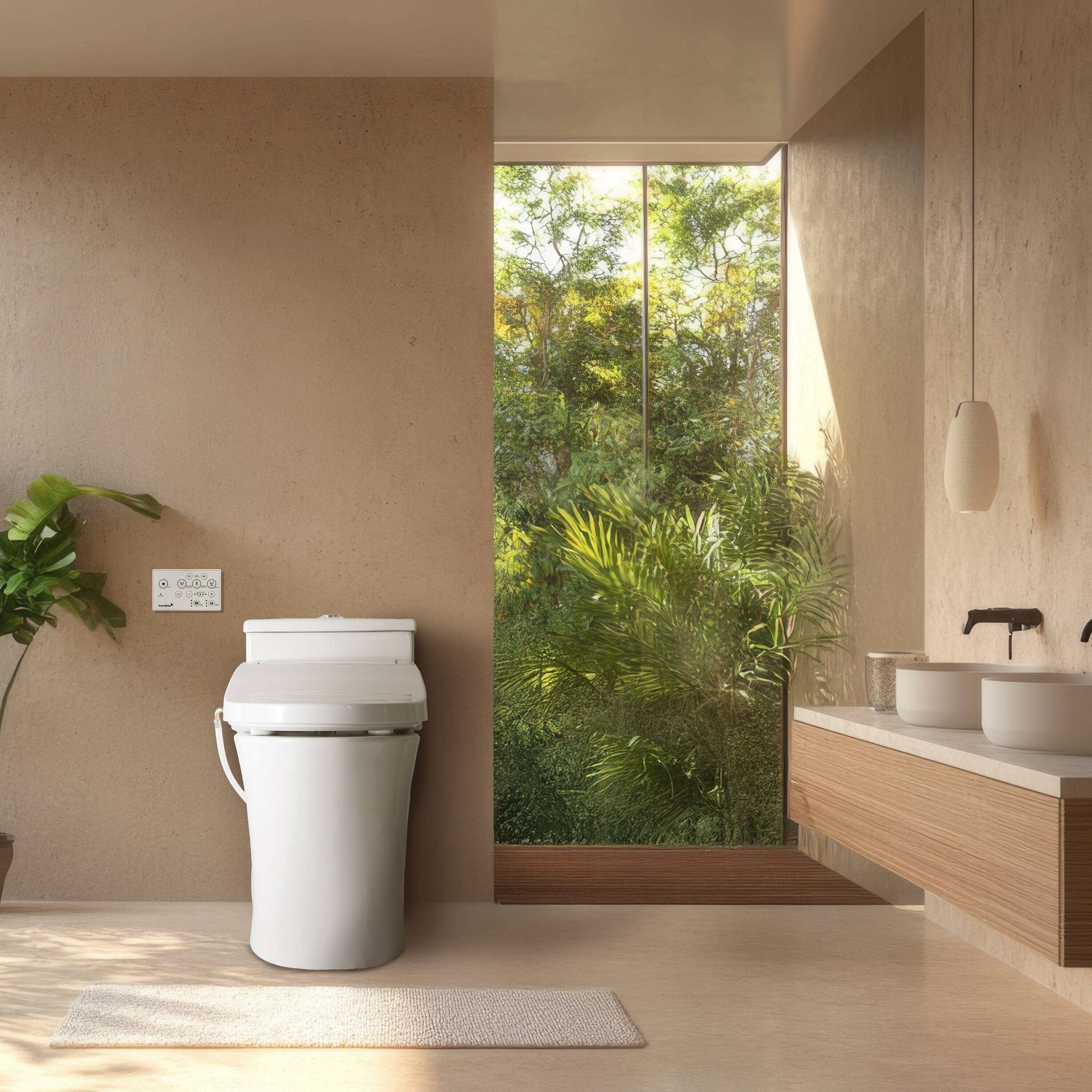 Left. SmartBidet - SB-2400 Electric Smart Bidet™ Seat with Heated Seat, Warm Air Dryer, Remote, and LED Night Light – Elongated - White.