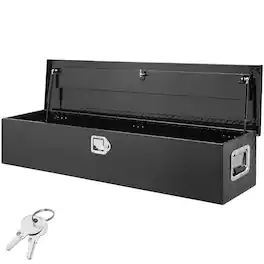 VEVOR - Heavy Duty Aluminum Truck Bed Tool Box, Diamond Plate Tool Box with Side Handle and Lock Keys - Black