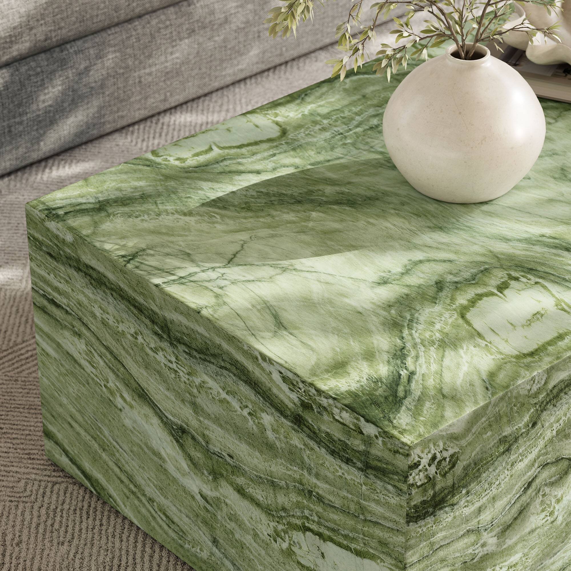 Alt View 9. Modway - Jordana Square Plinth Indoor - Outdoor Patio Concrete Coffee Table by Modway - Green Marble.