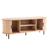 Front. VEVOR - TV Stand, Boho Entertainment Center for TVs up to 58 in, 350 lbs Load, TV Media Console Table - Natural wood color.