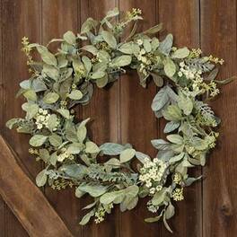BreeBe - *Mixed Lamb's Ear Wreath 20" - Brown, Green
