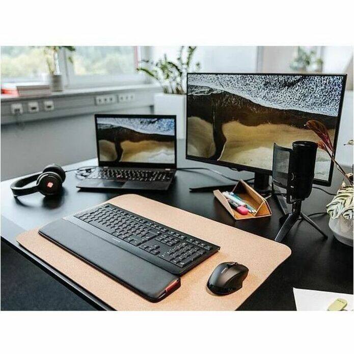 Alt View 4. CHERRY - CHERRY KW 3000 Keyboard - Wireless, Slim, USB, Quiet, Full Size, Four Hot Keys, Fold Out Feet - Black.