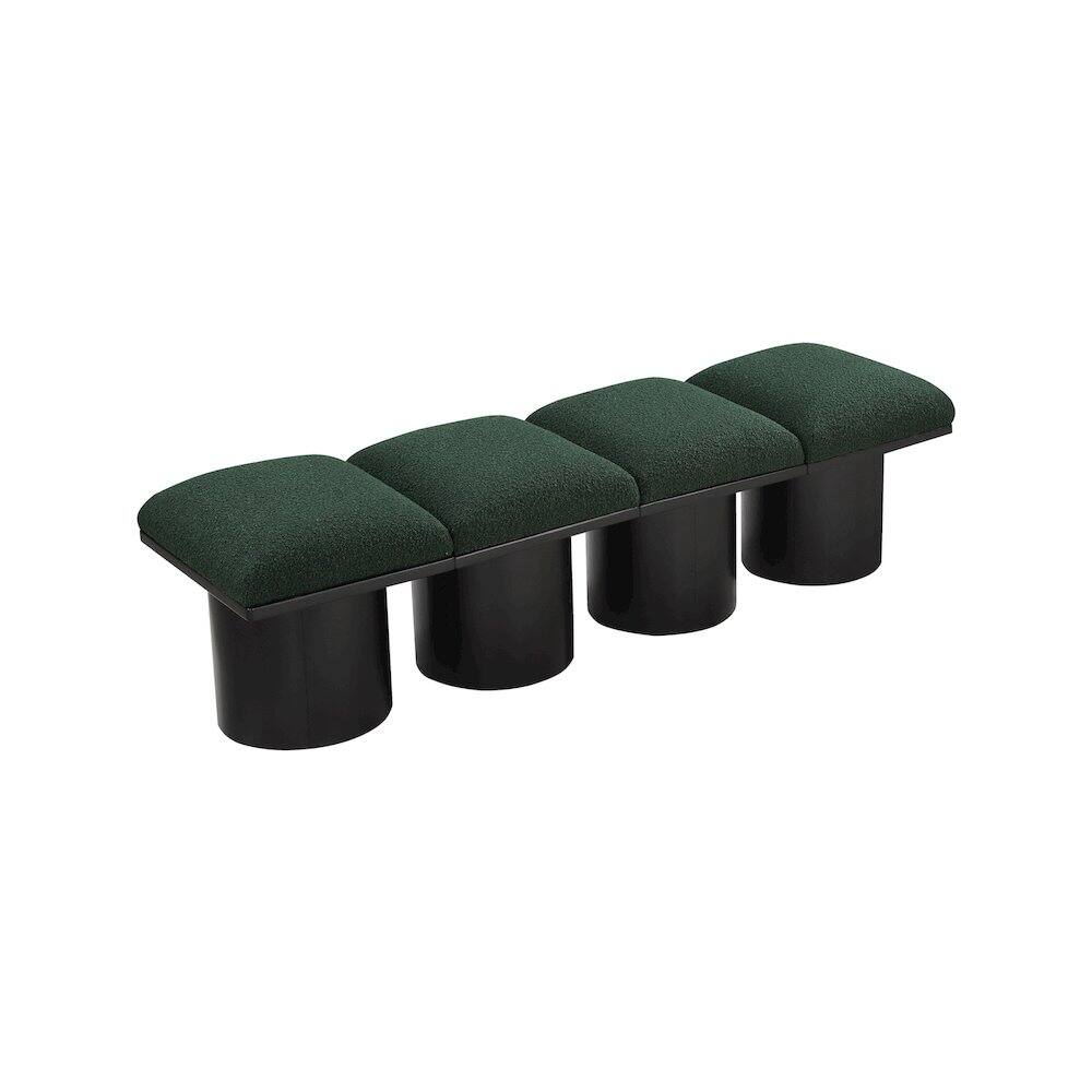 Back. Meridian Furniture - Pavilion Green Boucle Fabric Bench - Green Boucle Fabric.