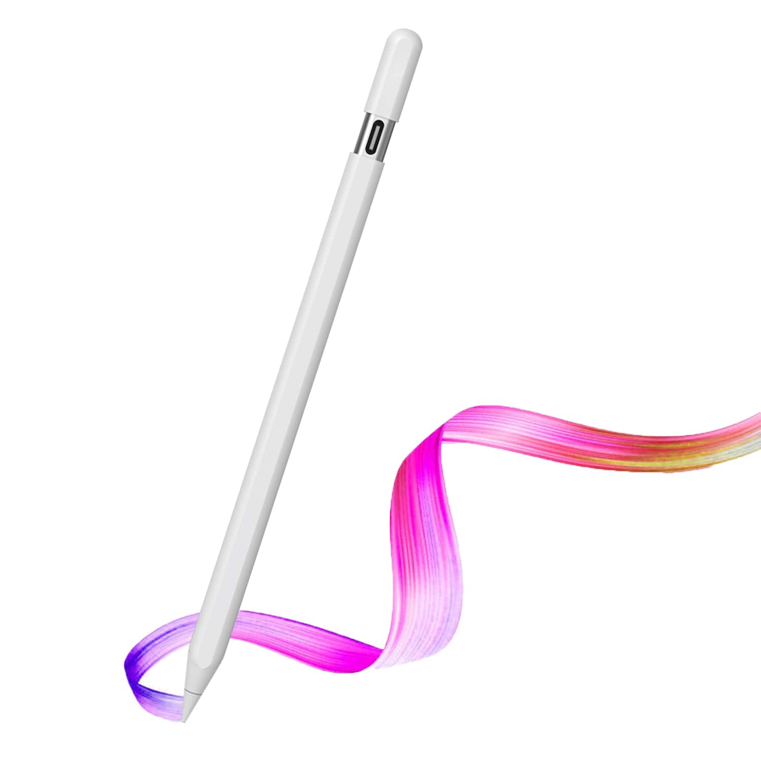 Cluzine - Stylus Pen Hidden Charging Port Magnetic Charging Tilt Pressure Sensitivity Palm Rejection Drawing Writing for iPad - White