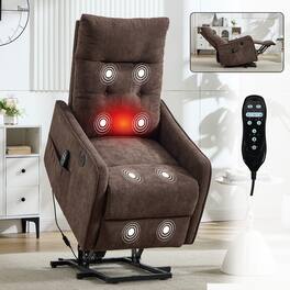 Ropilly - Power Lift Recliner Chair with Massage and Heat - Brown