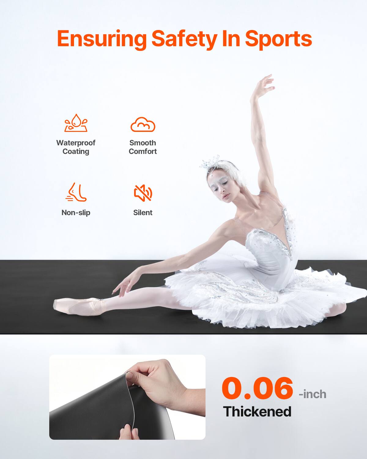 Ensuring Safety In Sports, Waterproof Coating, Smooth Comfort, Non-slip, Silent, 0.06 -inch Thickened