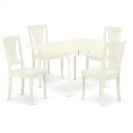 East West Furniture - Dining Room Set Linen White - Brown
