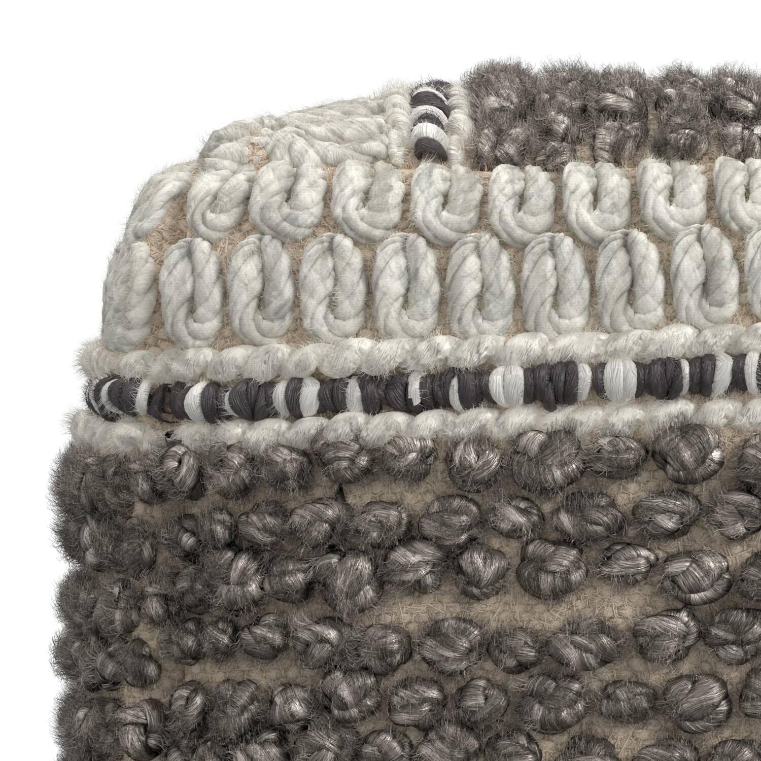Alt View 4. Simpli Home - Simpli Home Grady 18 inch Wide Square Pouf in Earth Tone Brown Handloom Wool and Cotton - Earth Tone Brown.
