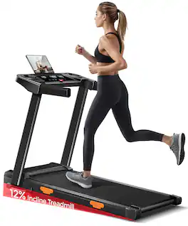 ROBORE - SF10 Treadmill, 12% Incline, 7.5mph Electric Treadmill, Foldable for home, 3.0 HP Motor, LED Display, 265lbs Capacity - Black