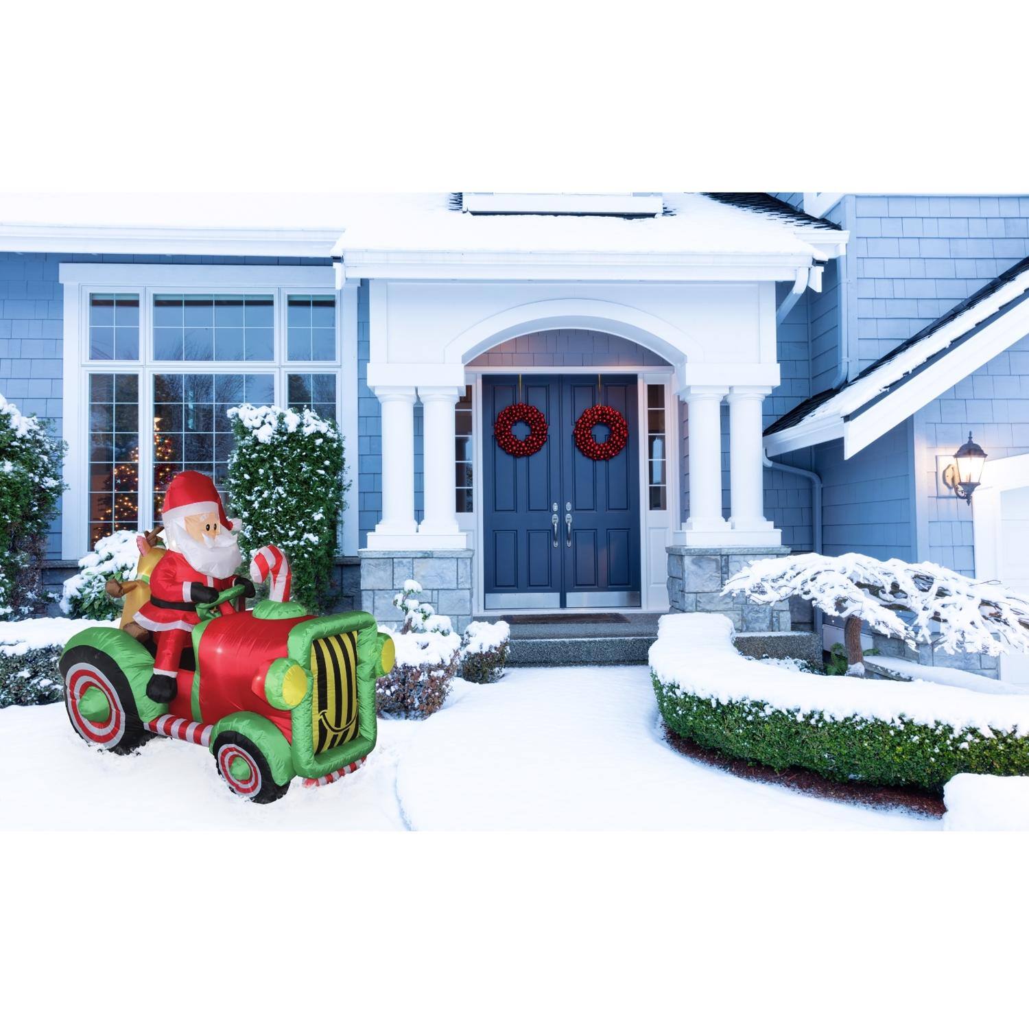 Back. Celebrations - Celebrations Santa With Tractor 6 ft. Inflatable - Multicolored.