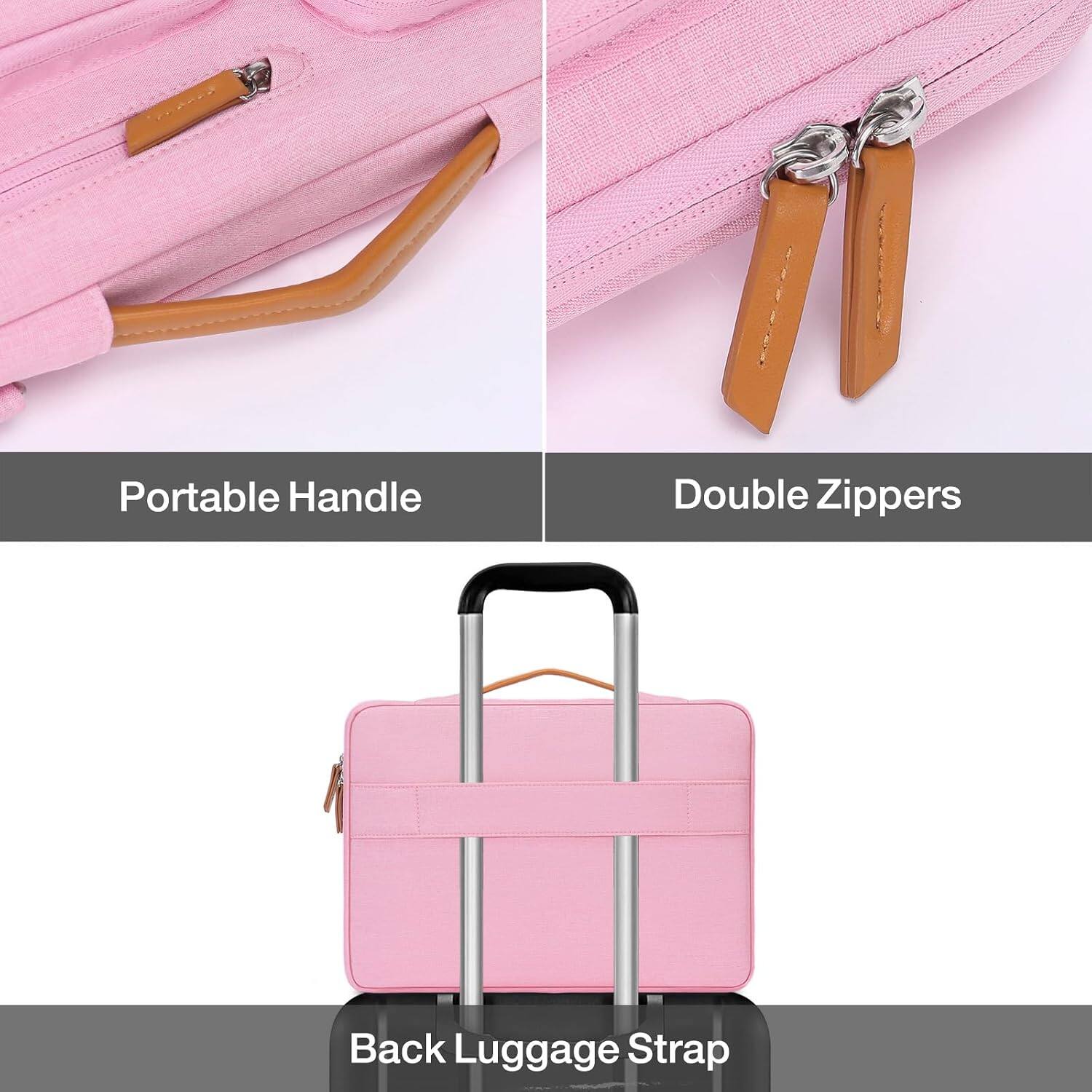Portable Handle Double Zippers Back Luggage Strap