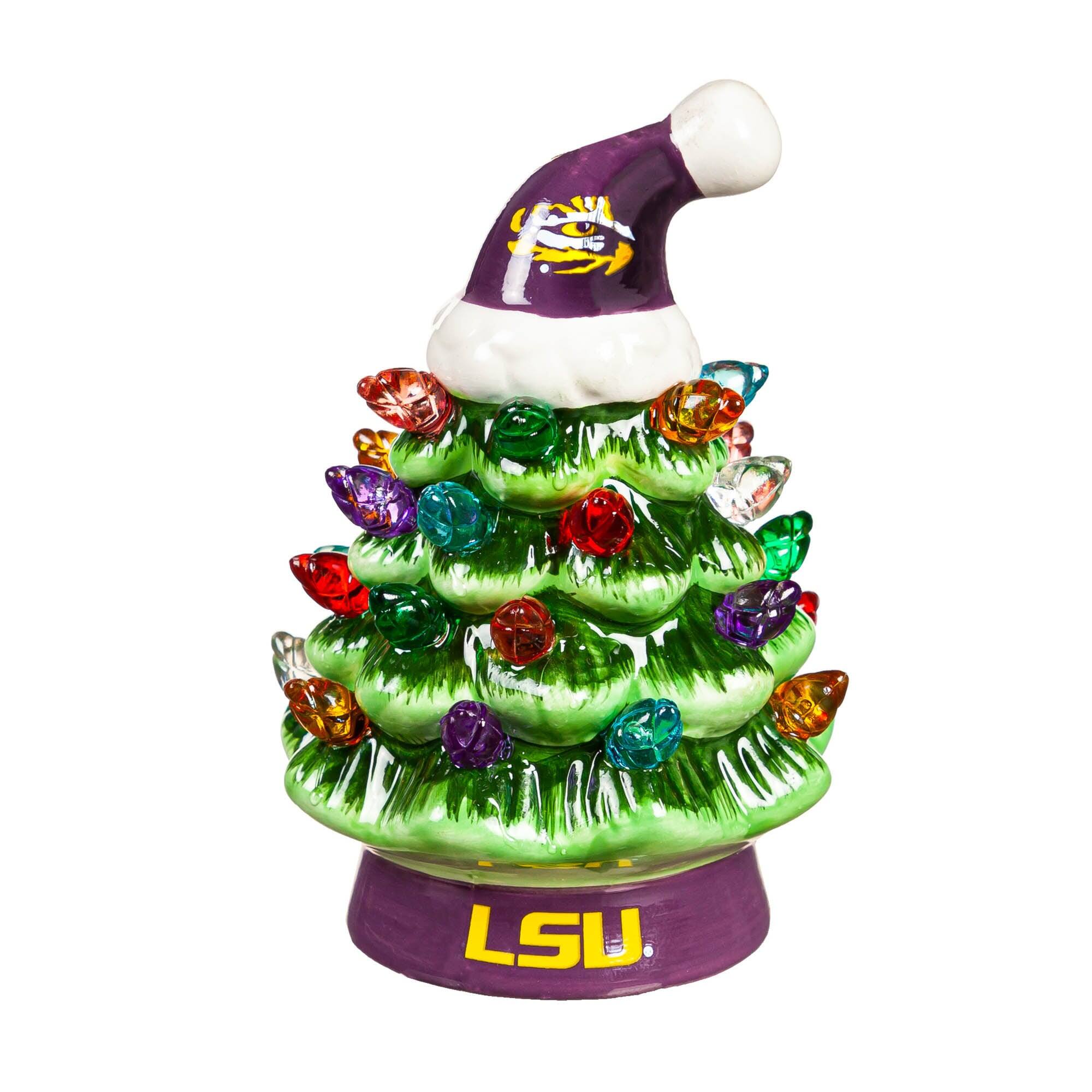 Alt View 1. Evergreen Enterprises - LSU Tigers 2-Pack 4" Ceramic LED Christmas Tree Set - Multicolor.