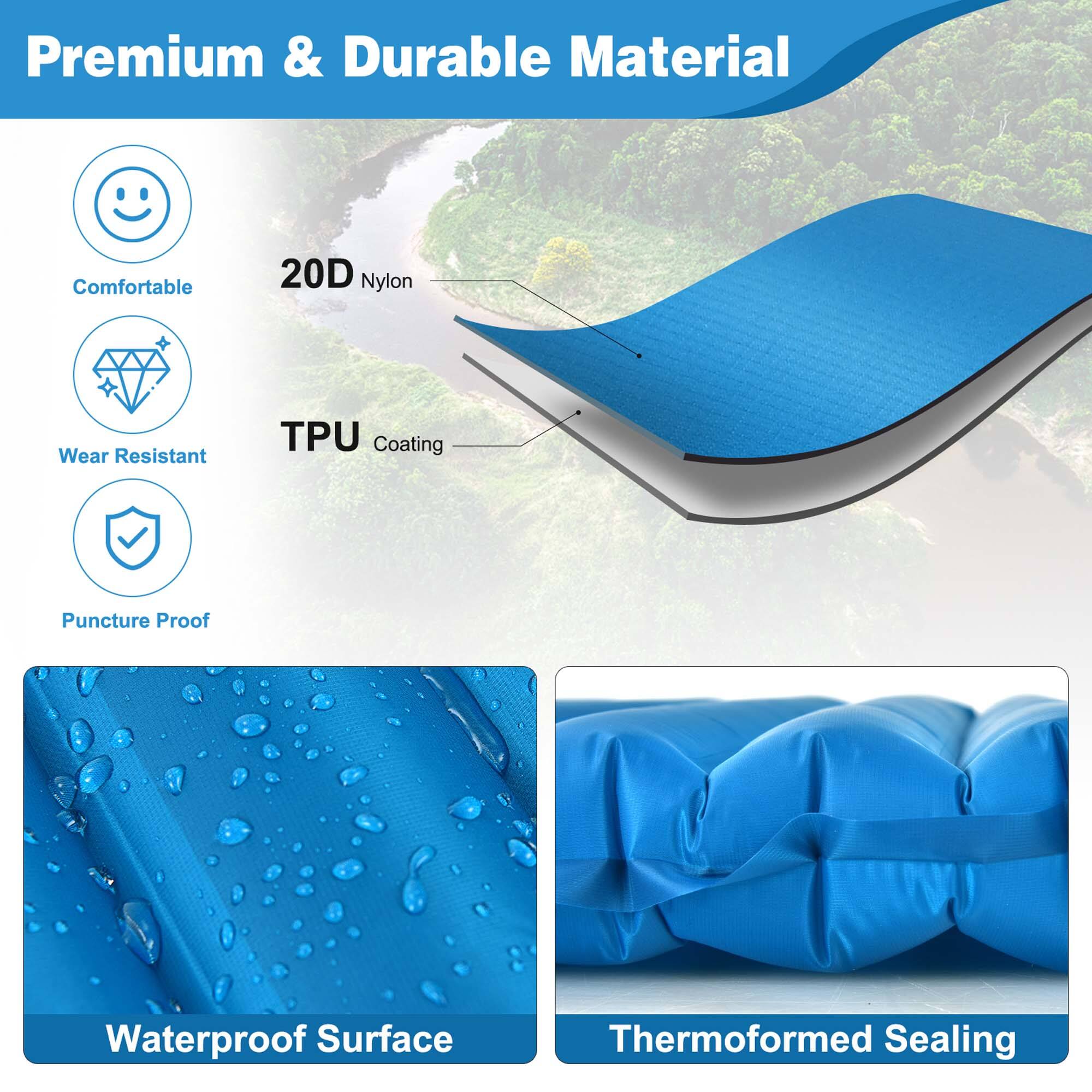 Premium & Durable Material

- Comfortable
- Wear Resistant
- Puncture Proof

20D Nylon
TPU Coating

Waterproof Surface
Thermofromed Sealing