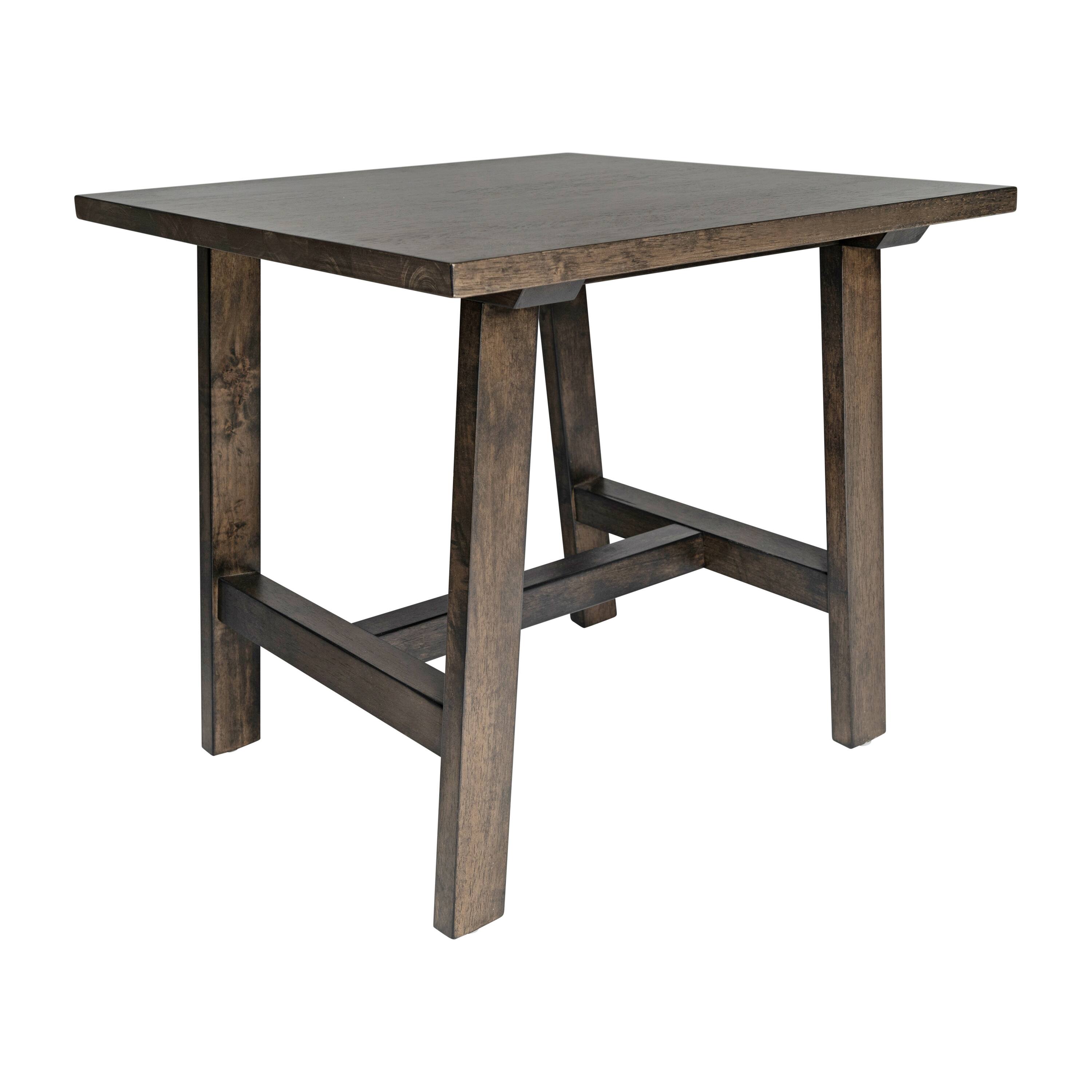 Alt View 1. Emma + Oliver - Saul Solid Wood Farmhouse Trestle End Table - Dark Gray.