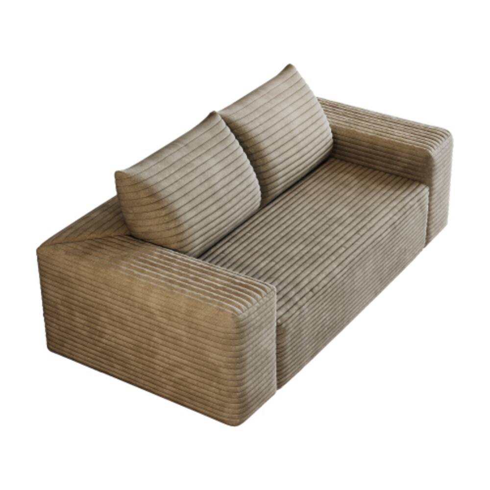 Alt View 4. LUCKY ONE - 63" 2-Seater Corduroy Deep Seat Loveseat Sofa No Assembly for Living Room Bedroom - Camel.