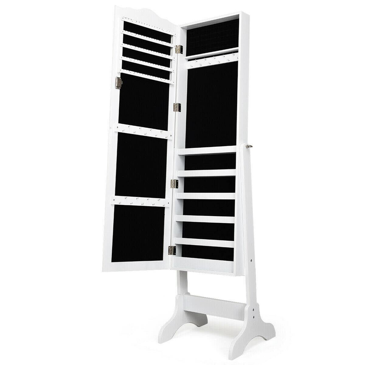 Alt View 13. Costway - Mirrored Jewelry Cabinet Organizer Storage Box White - White.