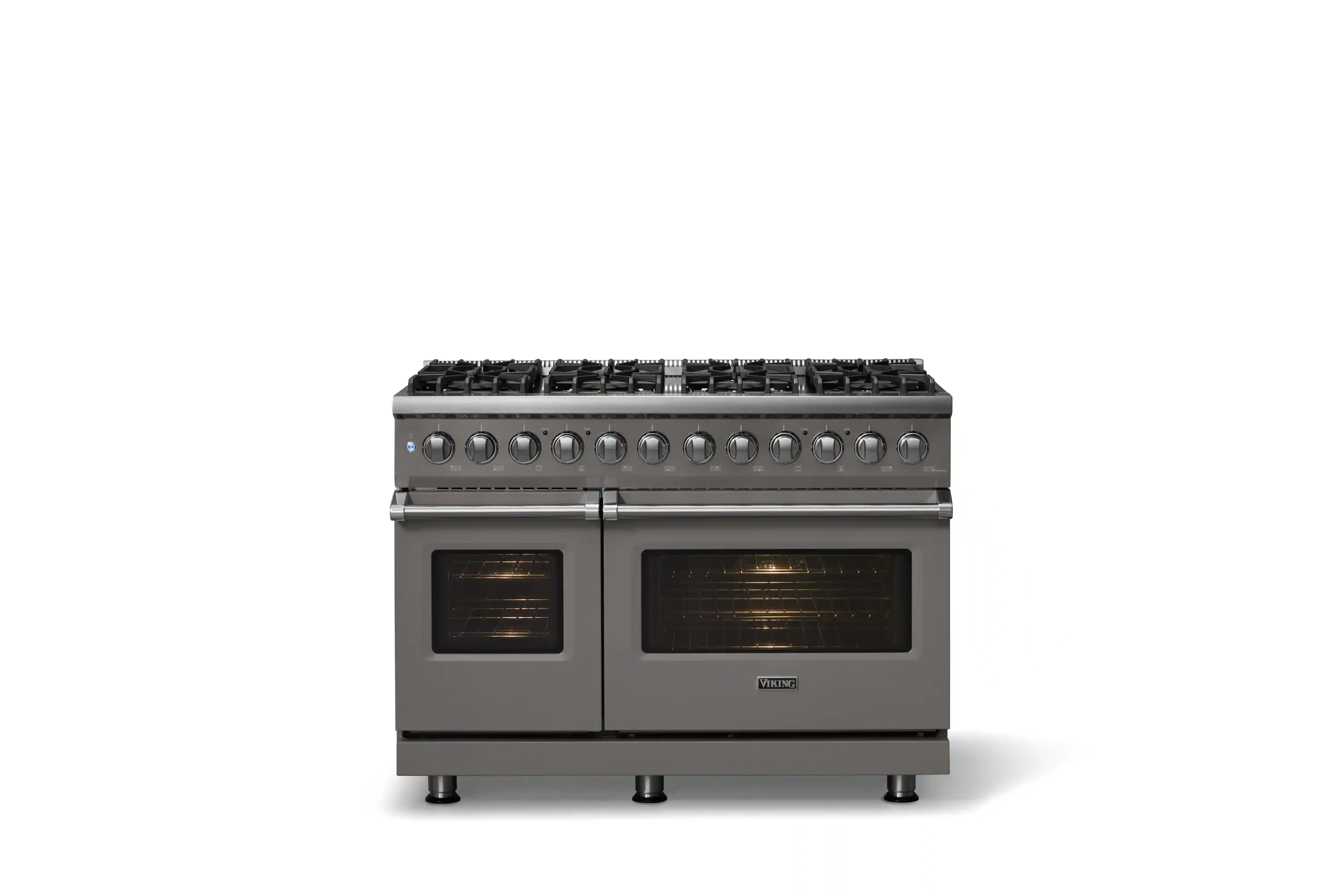 Alt View 2. Viking - 48 in. Wide 8 Burner Pro 5 Series 7.3Cu. Ft. Freestanding Sealed LP Dual Fuel Convection Range/Griddle - Damascus Gray - Damascus Gray.