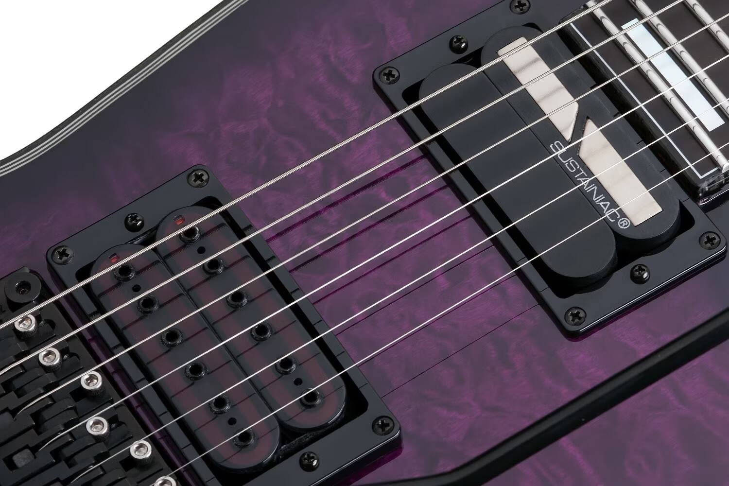 Left. Schecter - Schecter 3071 E-1 FR S Special Edition Electric Guitar, Trans Purple Burst - Trans Purple Burst.