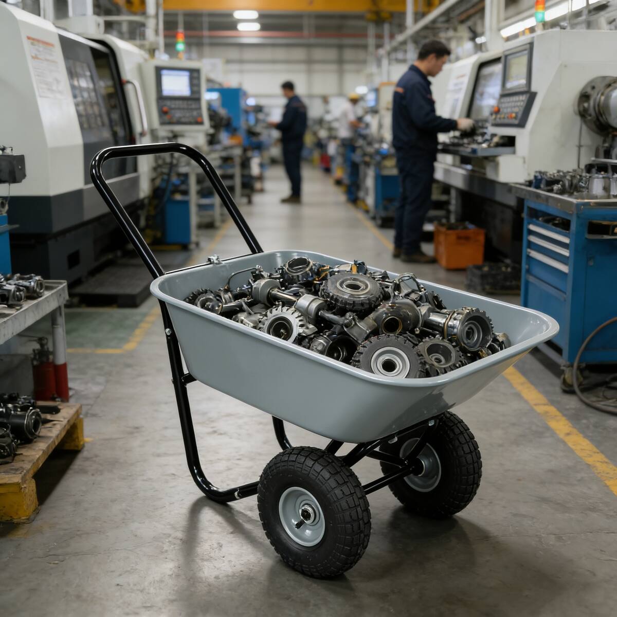 Alt View 7. Loheer - Loheer Two-Wheeled Garden Cart with 10-Inch Pneumatic Wheels Gray Utility Yard Cart.