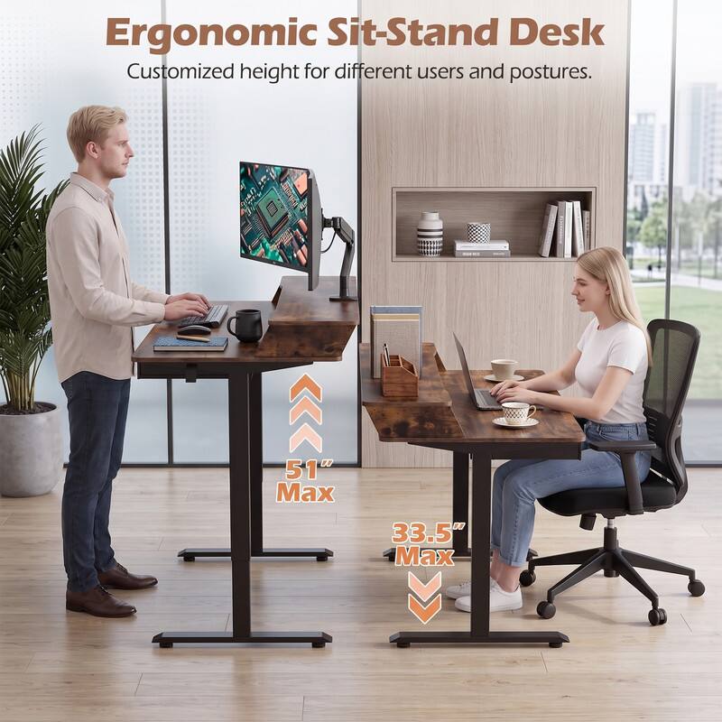 Ergonomic Sit-Stand Desk  
Customized height for different users and postures.  
51" Max  
33.5" Max