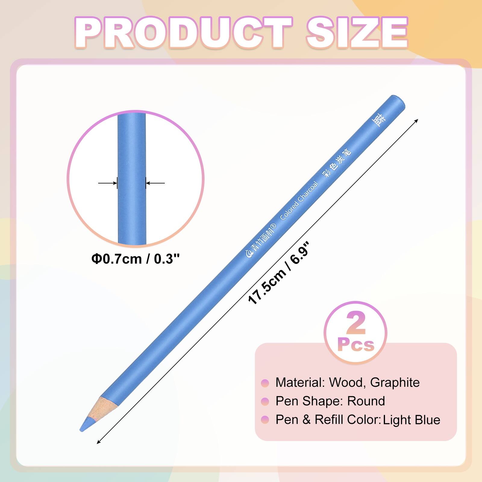 Unique Bargains 2pcs Color Drawing Pencils Graphite Sketch Colored ...