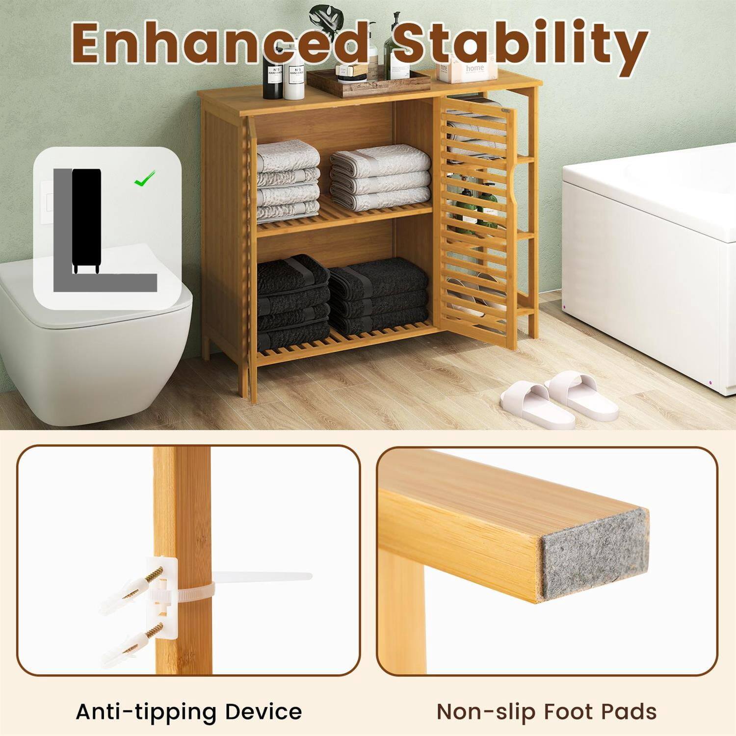 Enhanced Stability

- Anti-tipping Device
- Non-slip Foot Pads