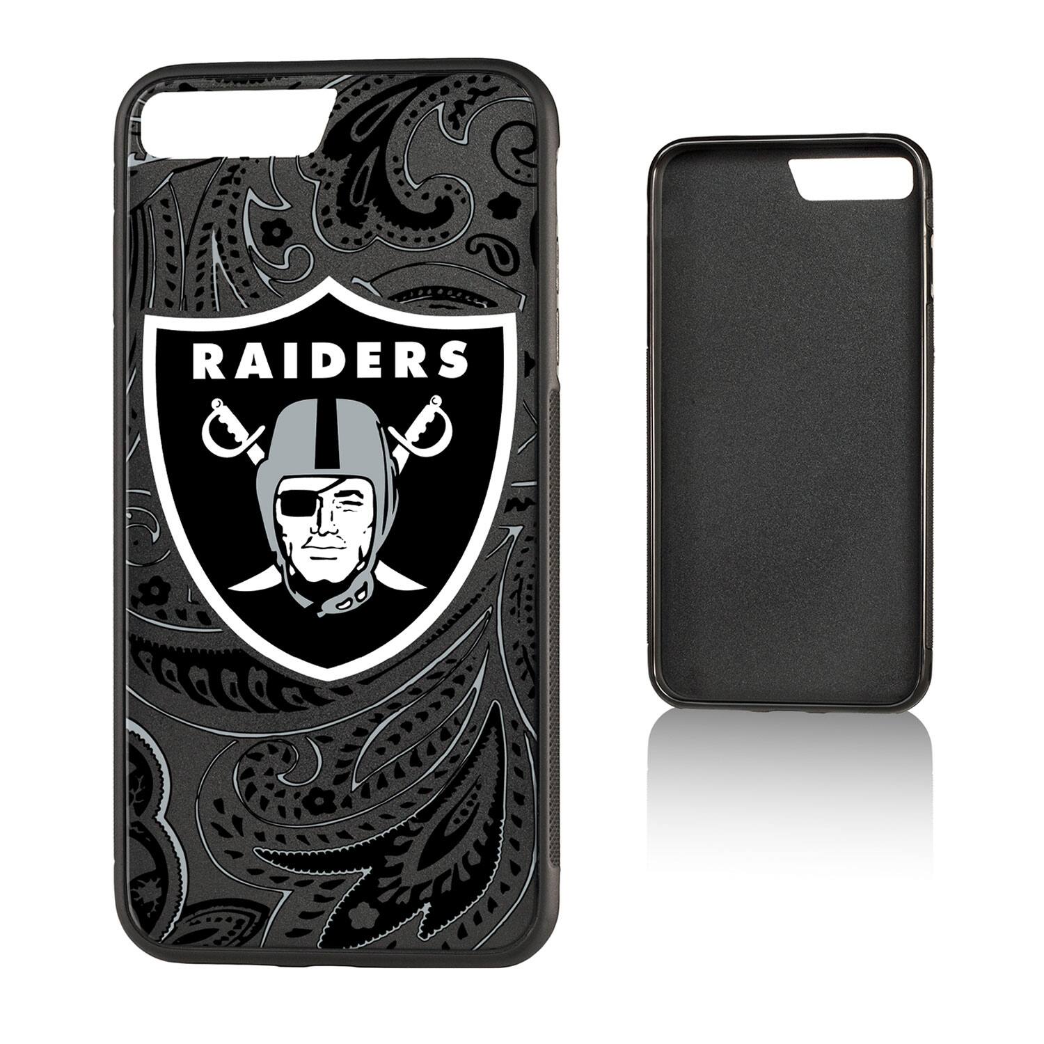 Alt View 3. Keyscaper - Las Vegas Raiders iPhone Paisley Design Bump Case - 15 Pro - Multicolor.