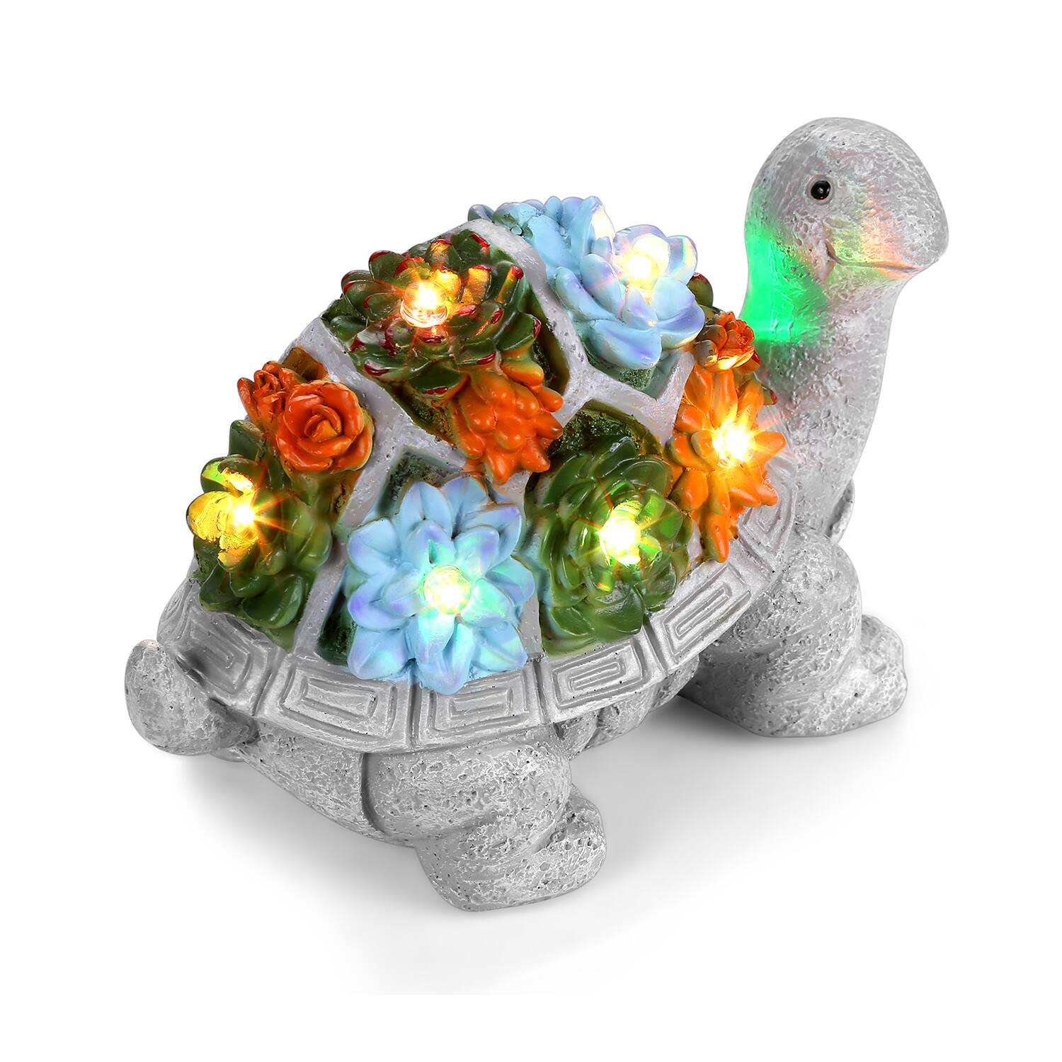 Alt View 1. HOM - Solar Turtle Statue - Solar Powered Turtle for Garden Decor with LED - Waterproof Solar Lights Outdoor for Patio, Yard - Black.