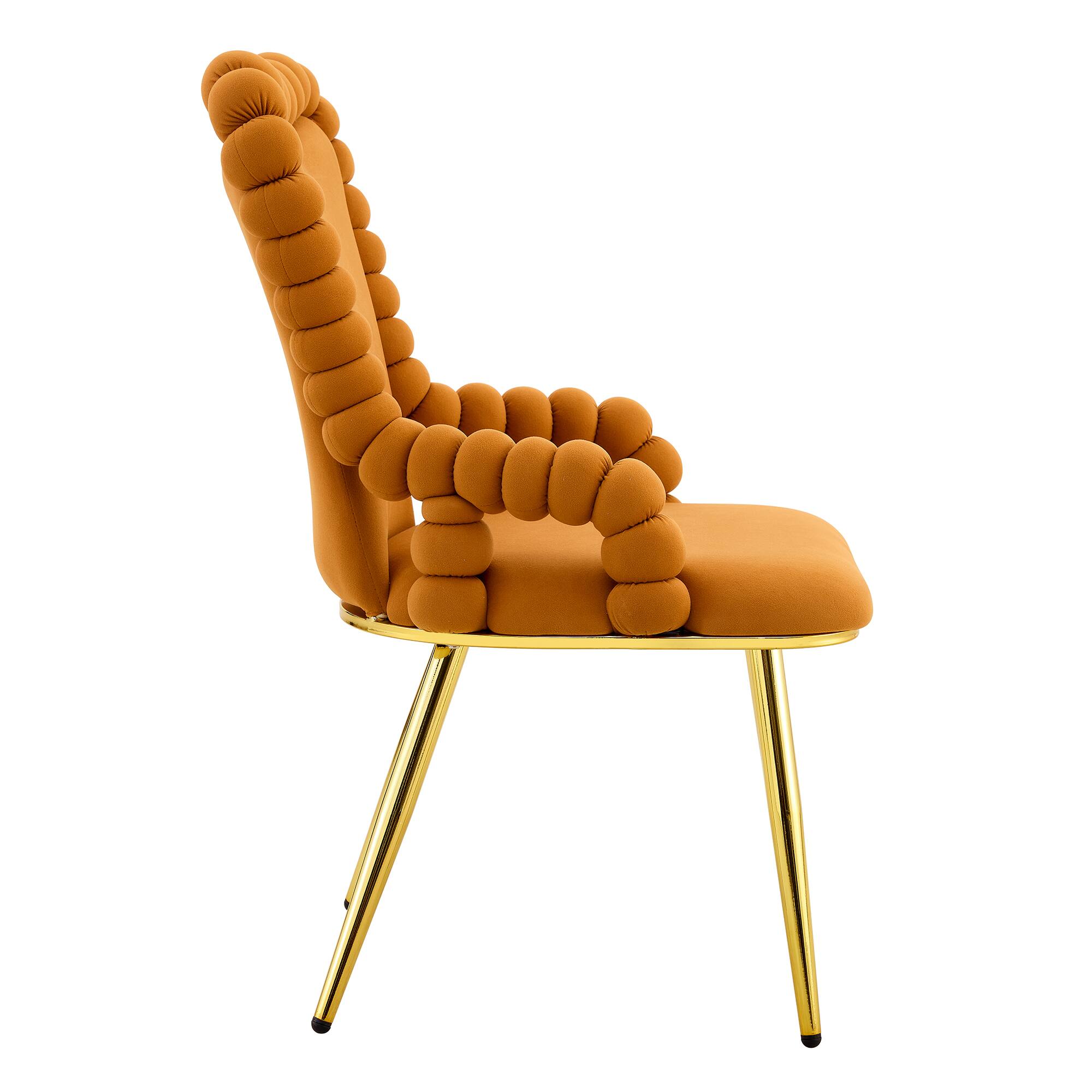 Alt View 10. Loheer - Loheer Velvet Dining Chairs Set of 2 Orange Bubble Back Accent Chairs for Dining Room Kitchen, Gold Legs, 1.8 ft - Gold,Orange.