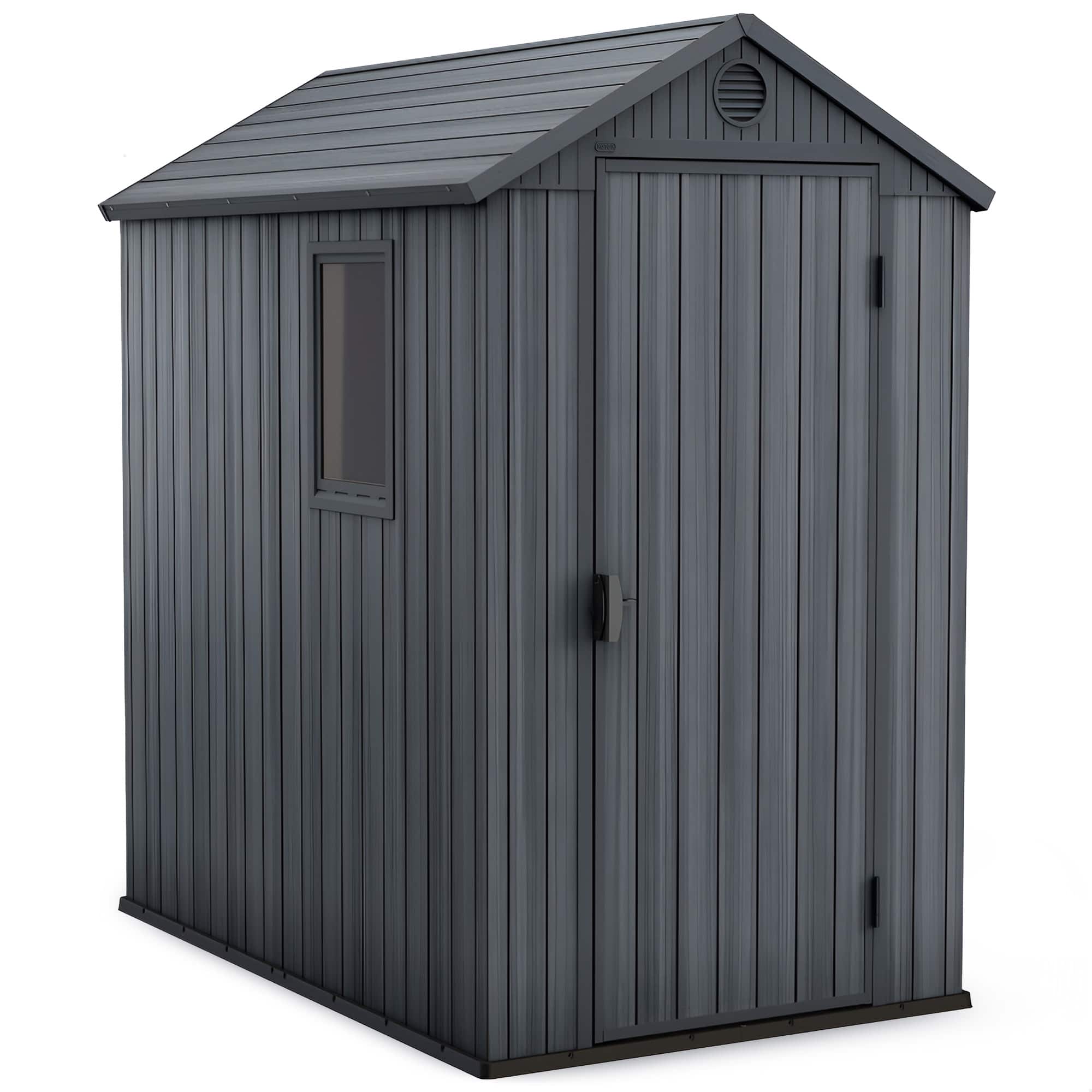 Front. Keter - Keter Darwin 4 Foot x 6 Foot Outdoor Garden Tool Storage Shed w/Window, Graphite - Gray.