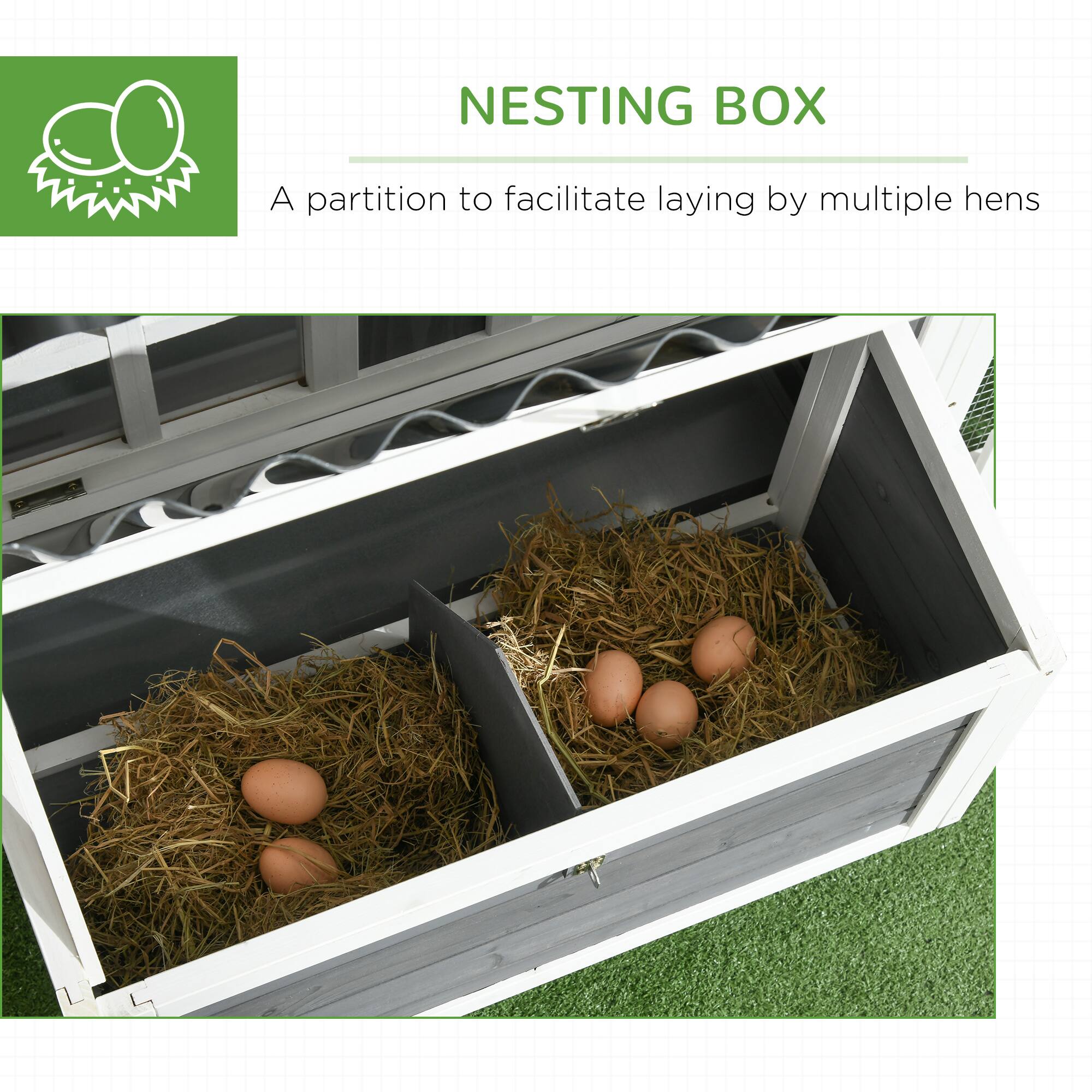 NESTING BOX

A partition to facilitate laying by multiple hens