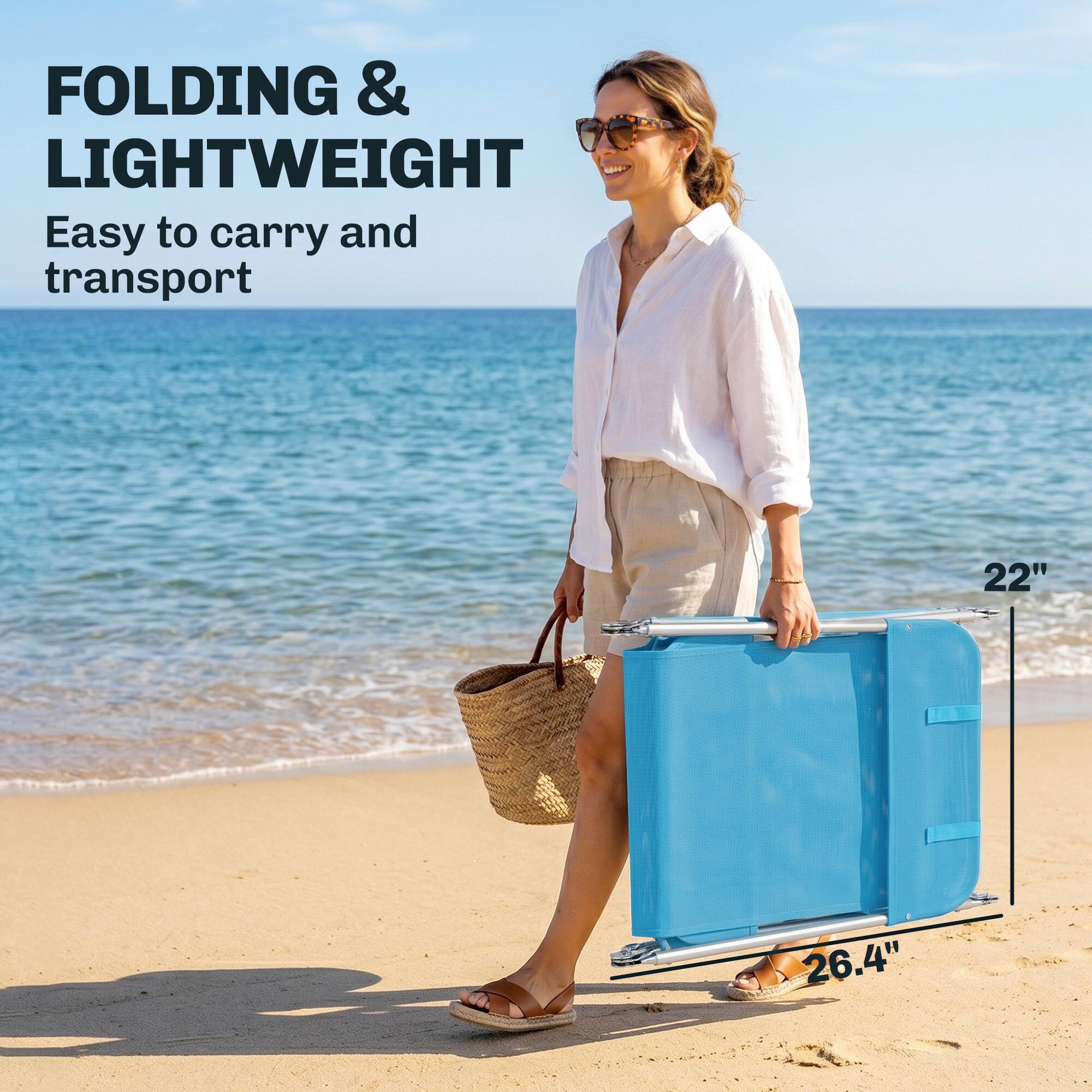 FOLDING & LIGHTWEIGHT  
Easy to carry and transport  

22"  
26.4"