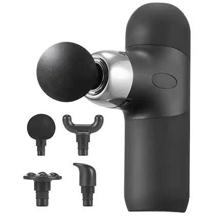 Front. Glintex - Massage Gun Deep Tissue Mini Percussion Massager with 4 Speeds 4 Heads Handheld for Muscle Pain Relaxation.