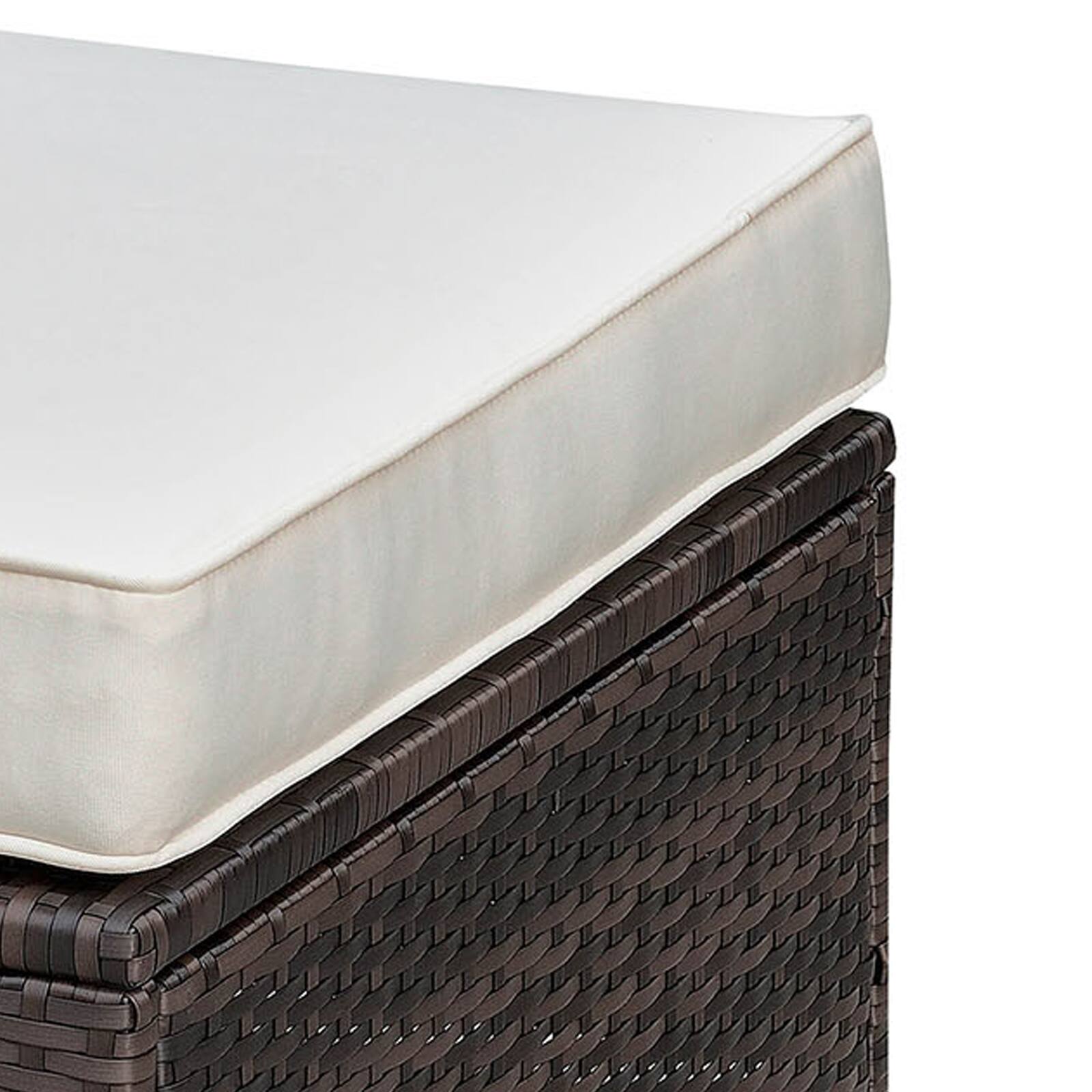 Alt View 1. Manhattan Lane - Aluminium Frame Faux Polyester Upholstered Square Ottoman - Brown And White.