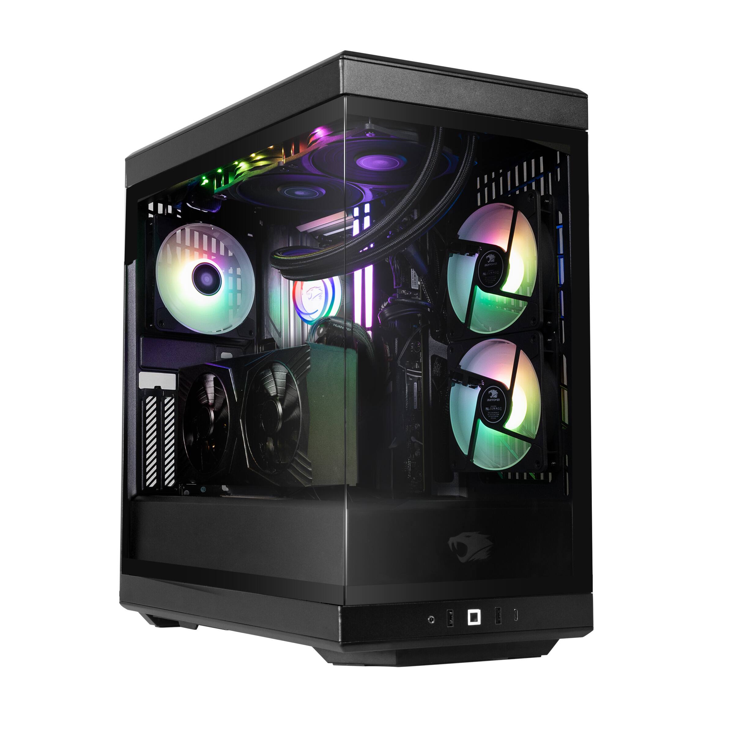 Alt View 3. iBUYPOWER - iBUYPOWER - Y40 PRO Black Gaming Desktop PC - AMD Ryzen 7 7800X3D, AMD Radeon RX 9070 16GB, 32GB DDR5 RGB,2TB NVMe - Black.