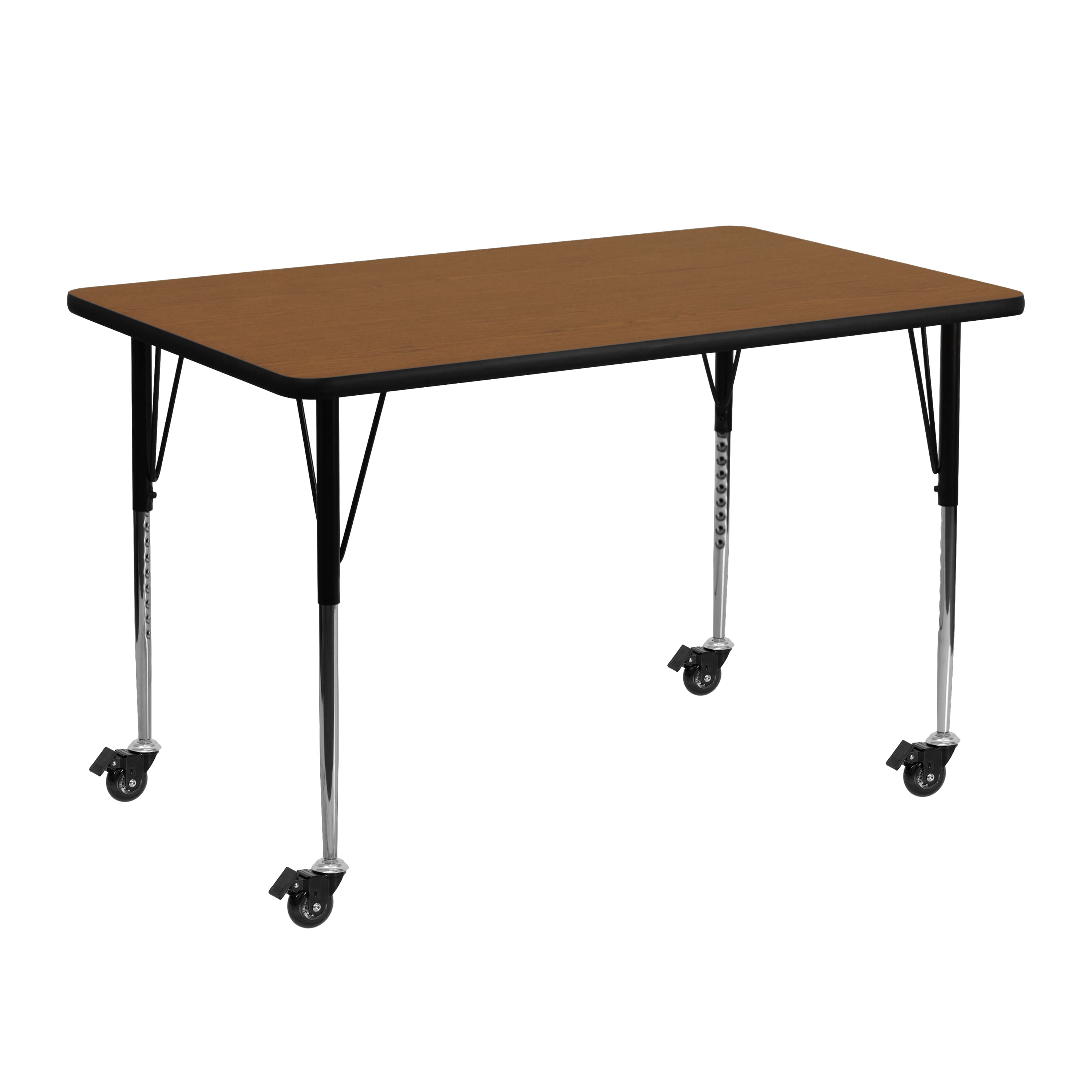 Flash Furniture - Wren Mobile 24''W x 48''L Rectangular Oak HP Laminate Activity Table - Standard Height Adjustable Legs - Brown price history on PriceWatchPro