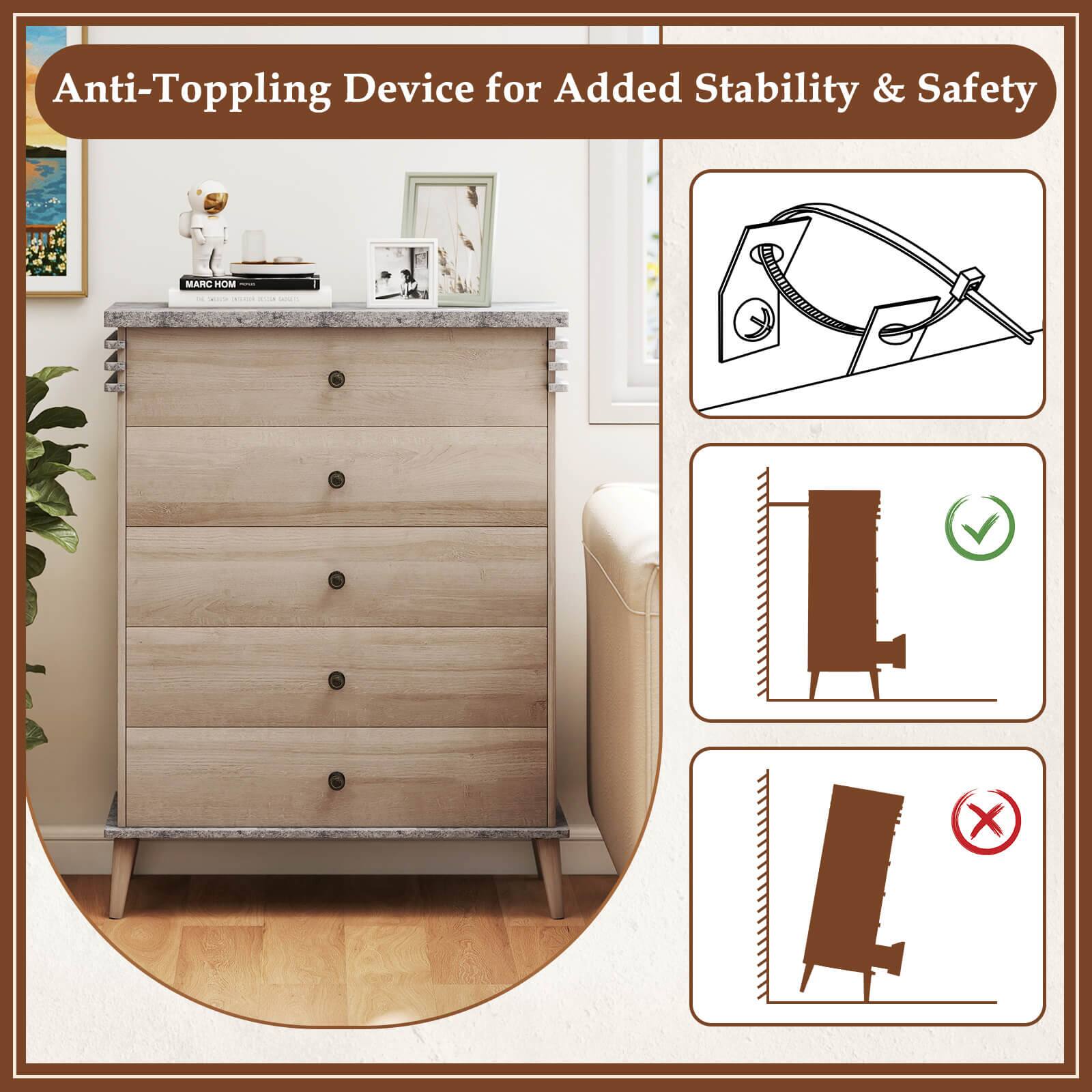 Anti-Toppling Device for Added Stability & Safety