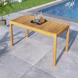 Whisen - Classic Acacia Wood Rectangular Outdoor Patio Dining Table for 6 people - Light Teak