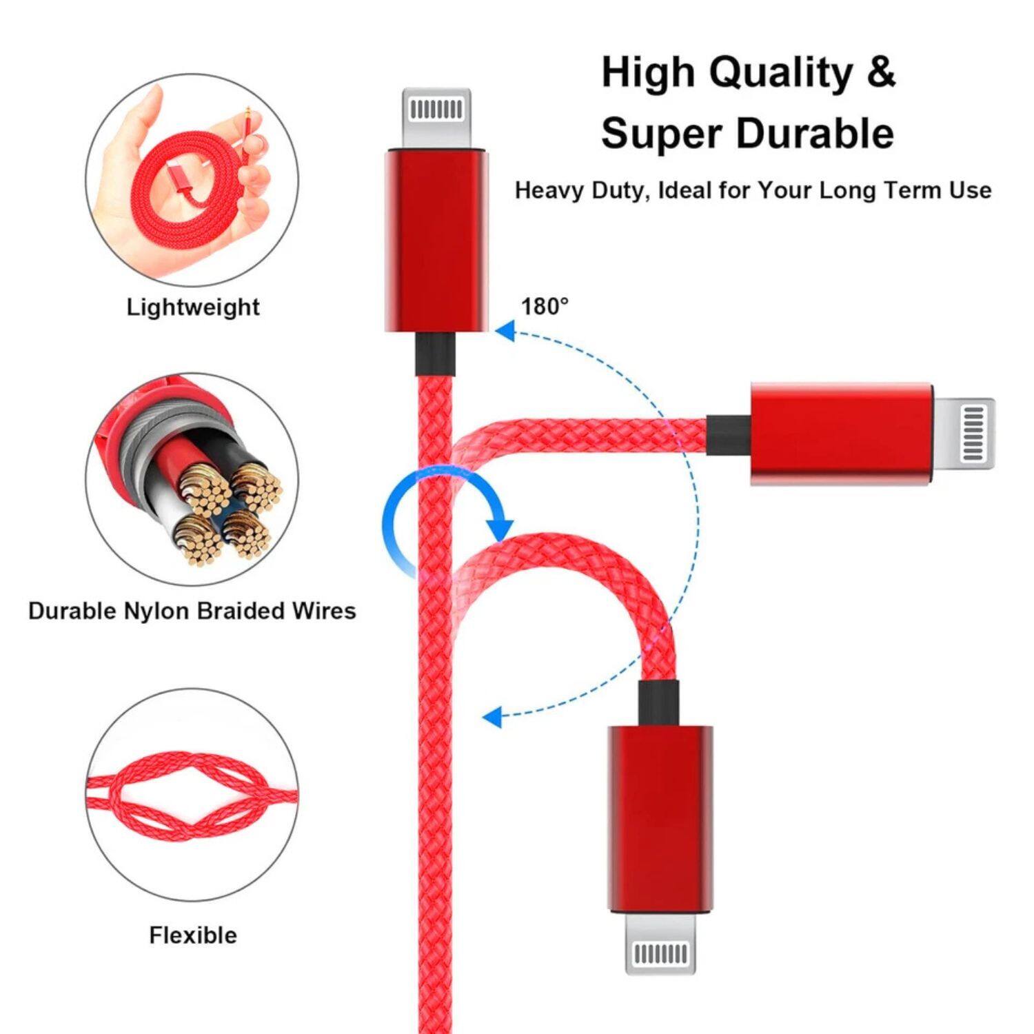 High Quality & Super Durable  
Heavy Duty, Ideal for Your Long Term Use  

Lightweight  
Durable Nylon Braided Wires  
Flexible  

180°