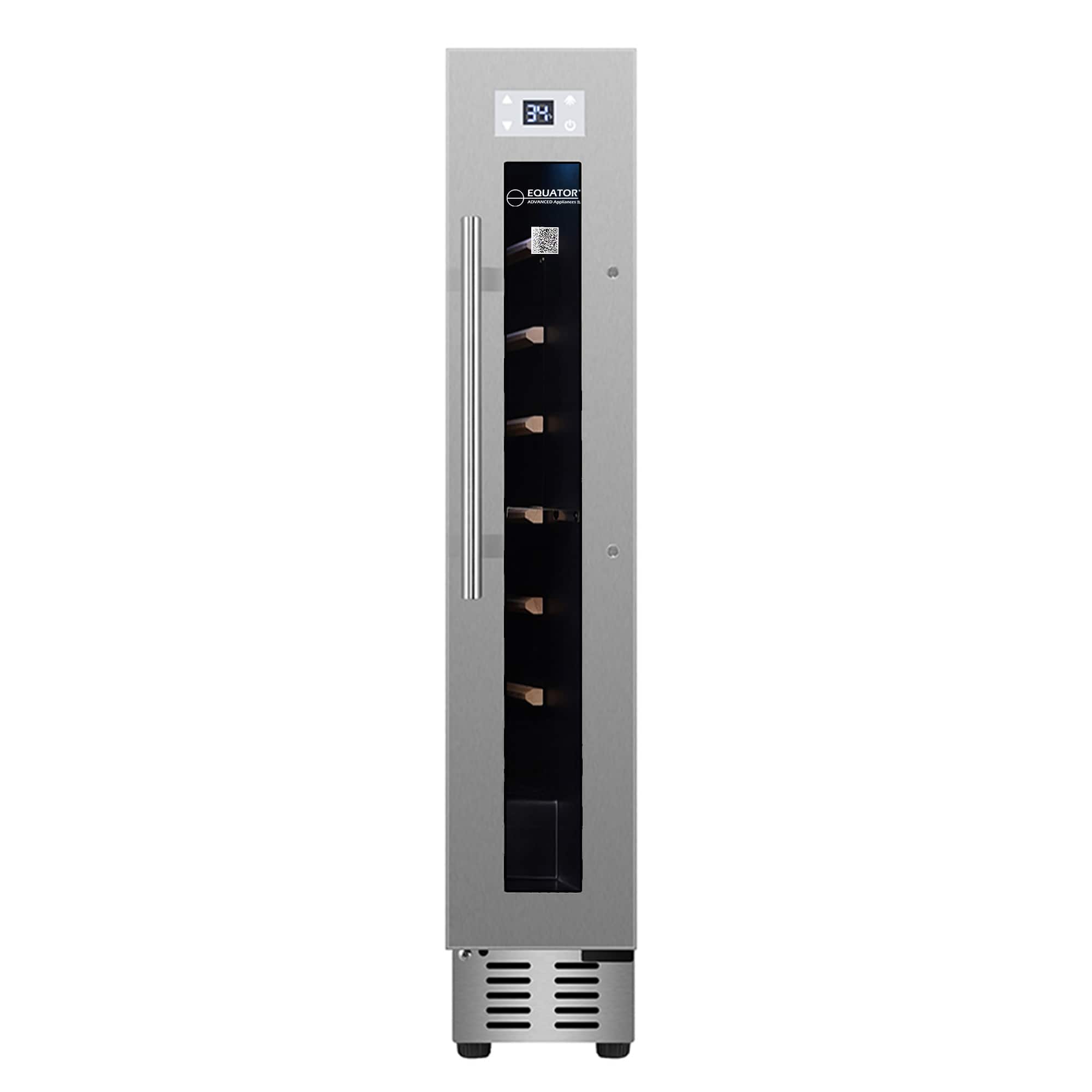 Equator - 9 Bottles Wine Refrigerator 1-Zone Freestanding/Builtin 7 Color LED 110V - Stainless