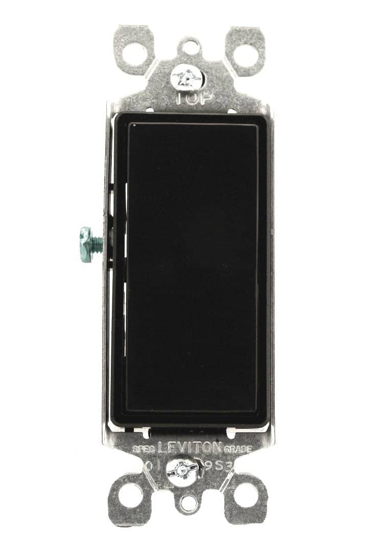 Leviton - 15 Amp 120/277V Decora Rocker 3-Way Quiet Residential Switch 5603-2E - Black