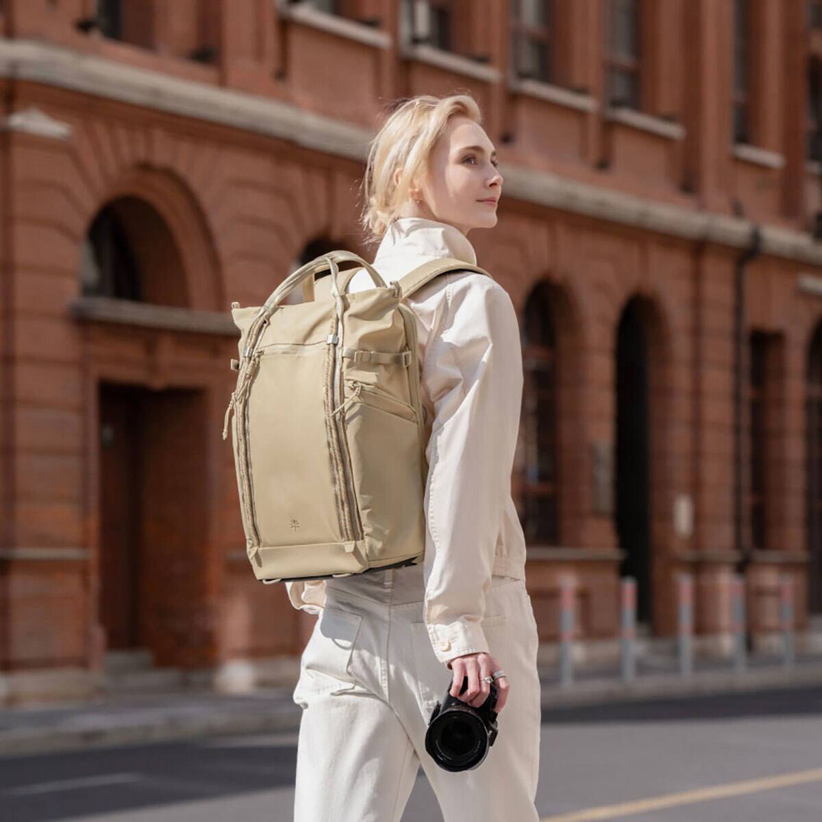 Alt View 4. PGYTECH - PGYTECH OneGo Roamer Camera Tote Backpack - 18L, Sand Khaki.