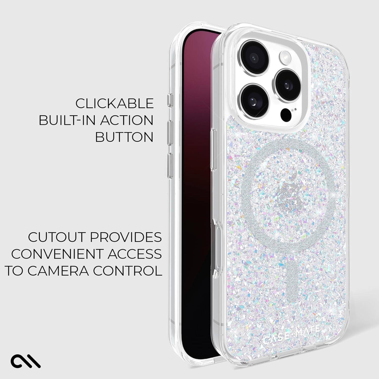 CLICKABLE BUILT-IN ACTION BUTTON  
CUTOUT PROVIDES CONVENIENT ACCESS TO CAMERA CONTROL  
IP CASE-MATE CASE