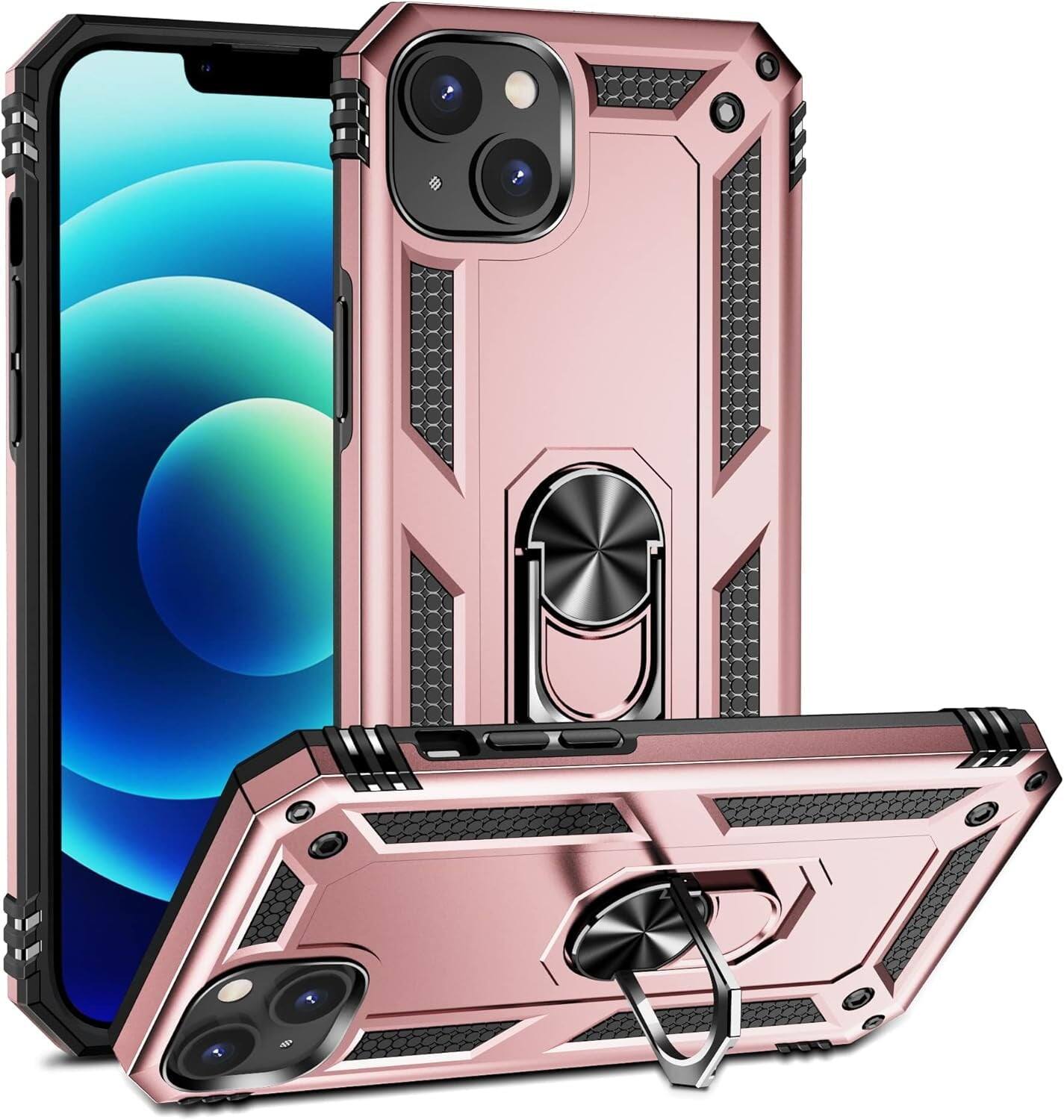 Entronix - Dual-Layer Protective Case for iPhone 14 with Kickstand - Pink