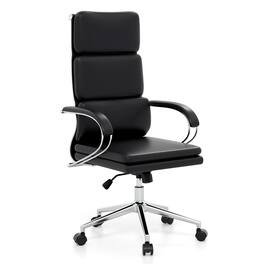 Gymax - Ergonomic Leather Office Chair Executive Chair w/ Adjustable Lumbar Support - Black
