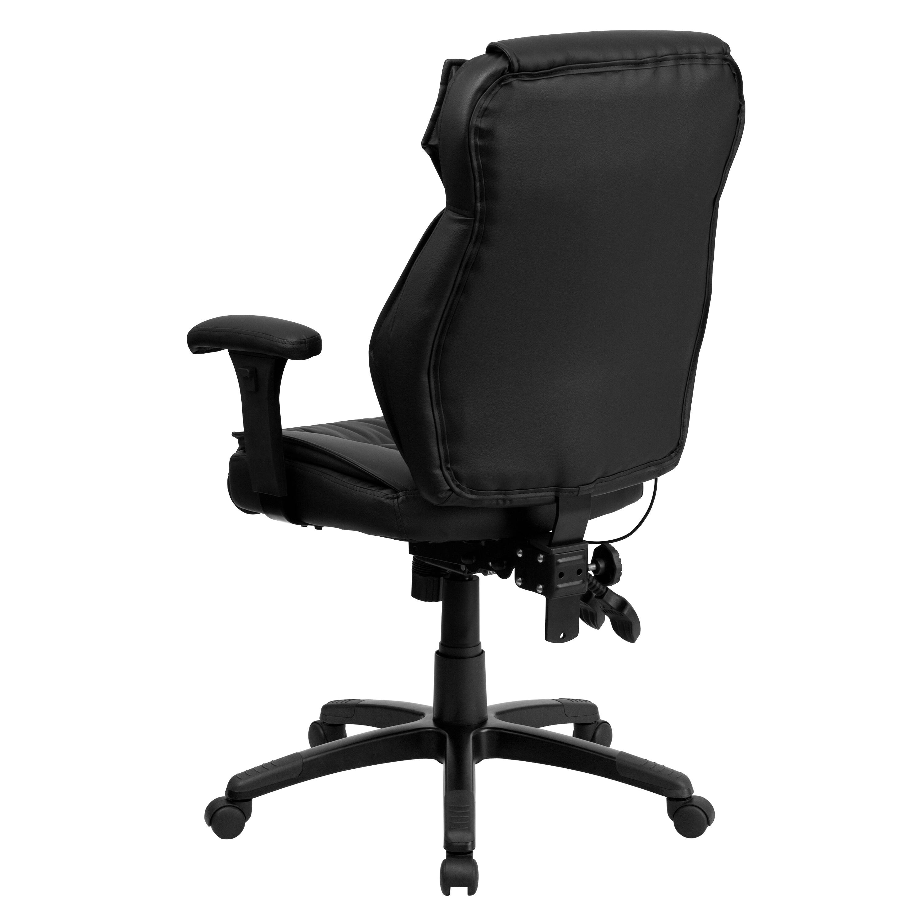 Alt View 5. Emma + Oliver - High Back Leather Multifunction Executive Swivel Ergonomic Office Chair with Lumbar Support Knob with Arms - Black.
