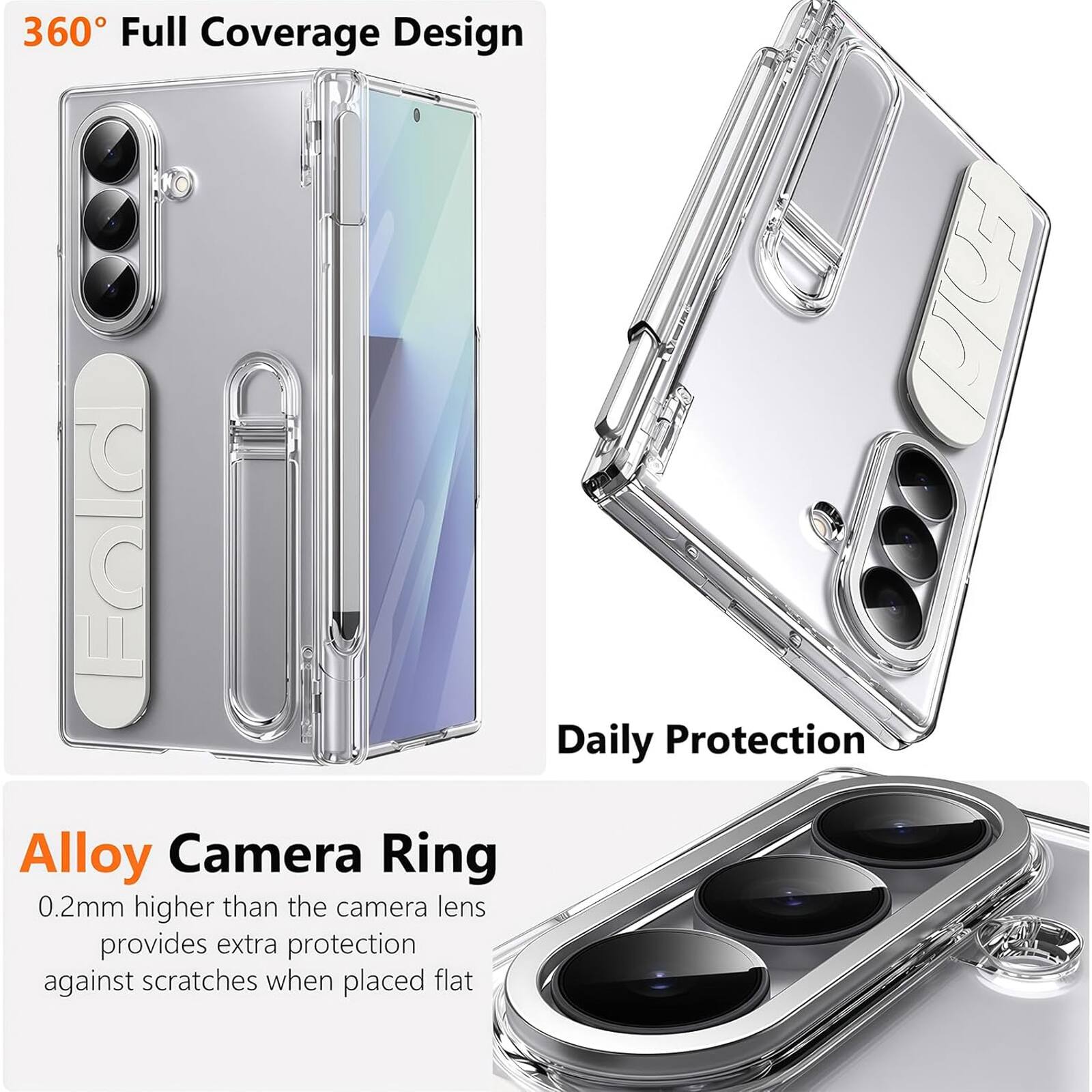 360° Full Coverage Design

Alloy Camera Ring
0.2mm higher than the camera lens provides extra protection against scratches when placed flat

Daily Protection