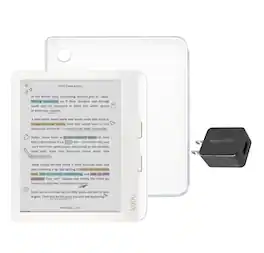 Kobo - Libra Colour eReader (White) with and AC Bundle - 2024 - Clear Case